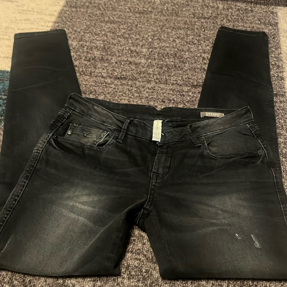 MNG  Mango Black distressed Uptown Slim Push Up Size 6